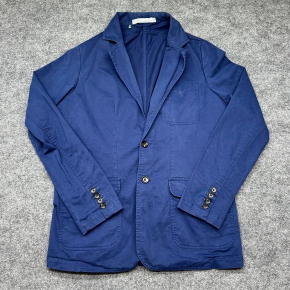 CRIQUET Blazer Men's Medium Blue Long Sleeve Cotton Blend Coat Pockets